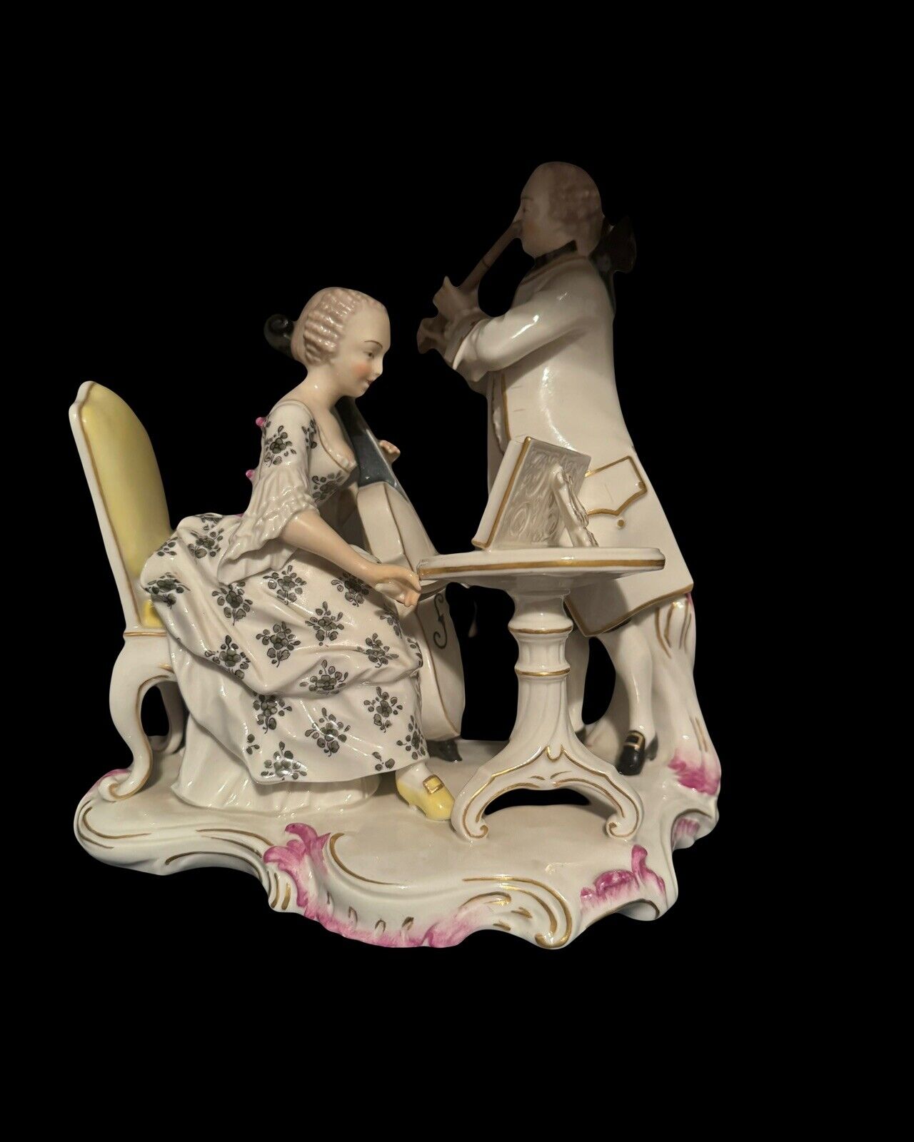 Antique 19TH CT Nymphenburg Porcelain Group Figurine Duet