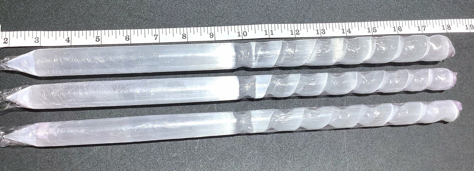 Selenite Crystal Spiral Point Wands (Set of 3) Extra Large Long Wholesale Bulk