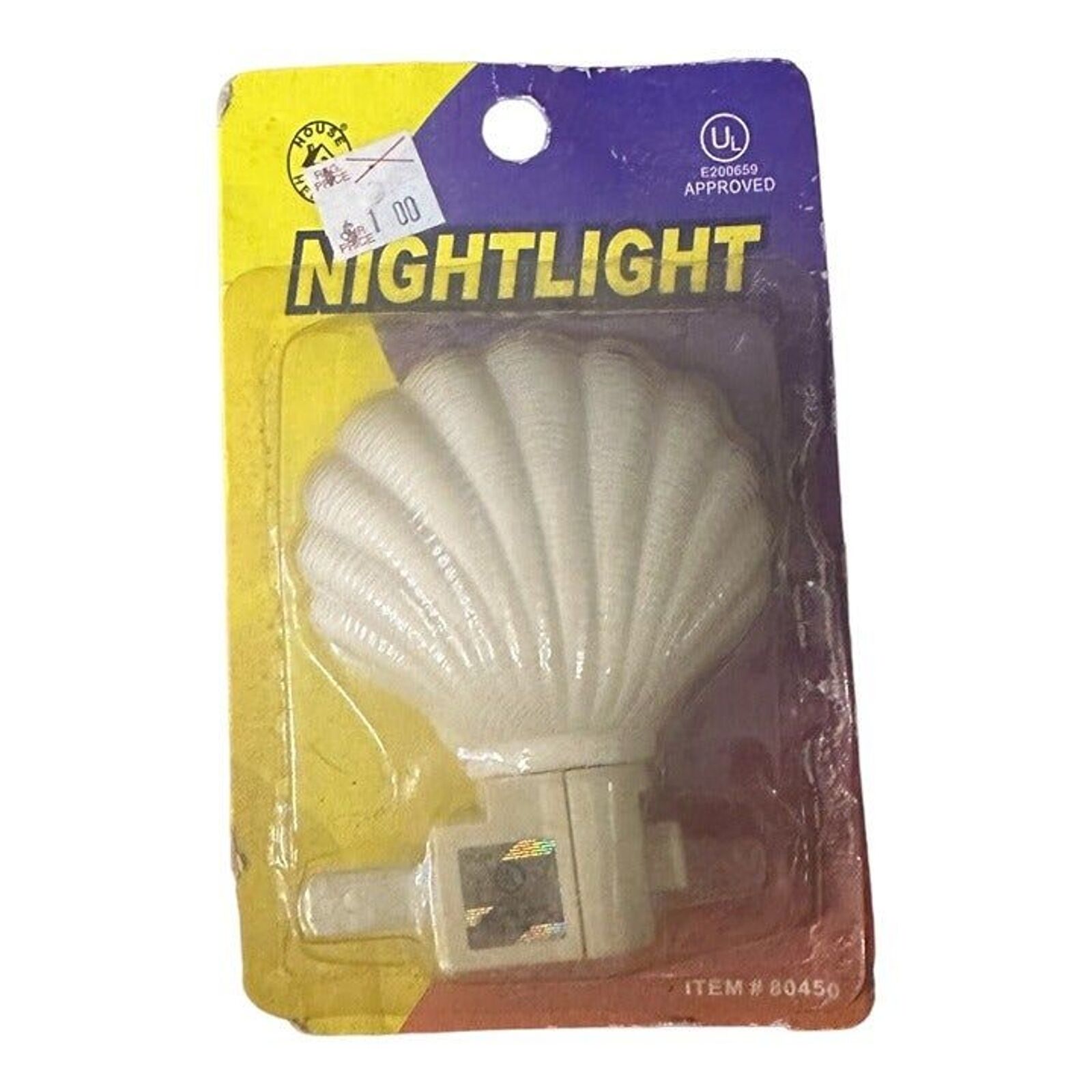 Vintage New Old Stock Night Light Shell Cream Color 1980s Retro Bathroom Beach 