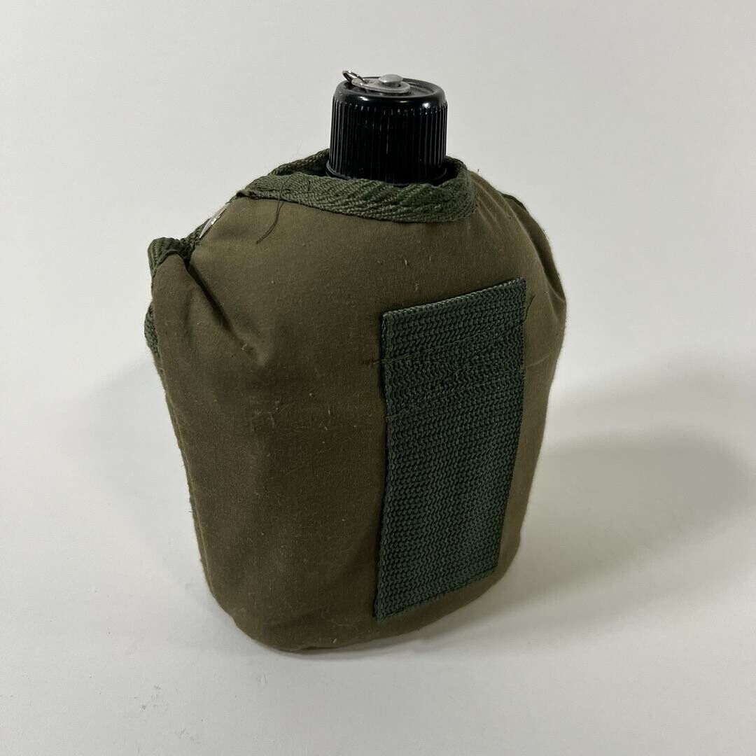 WW2 Style Stainless Steel Canteen And Cup With Army Green Cloth Cover