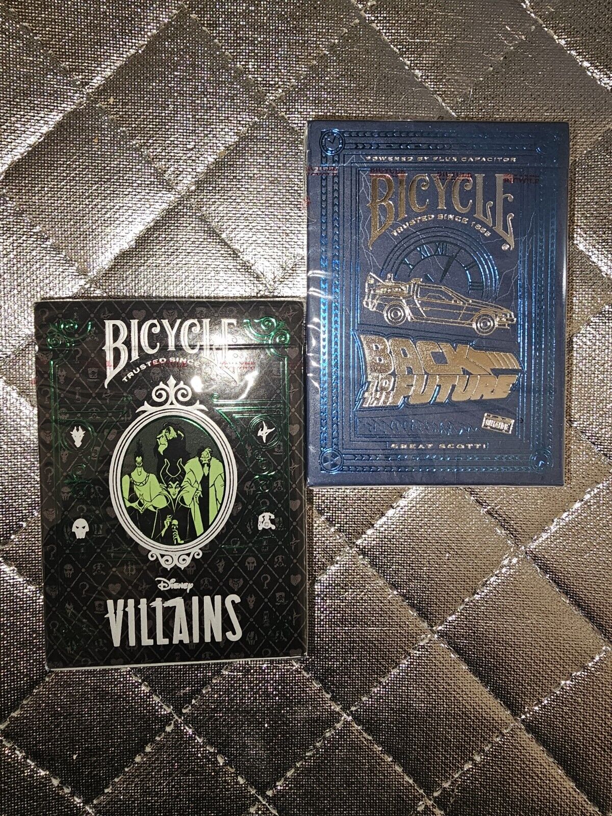 (2) Bicycle Disney Green Villains & Back To The Future Playing Cards