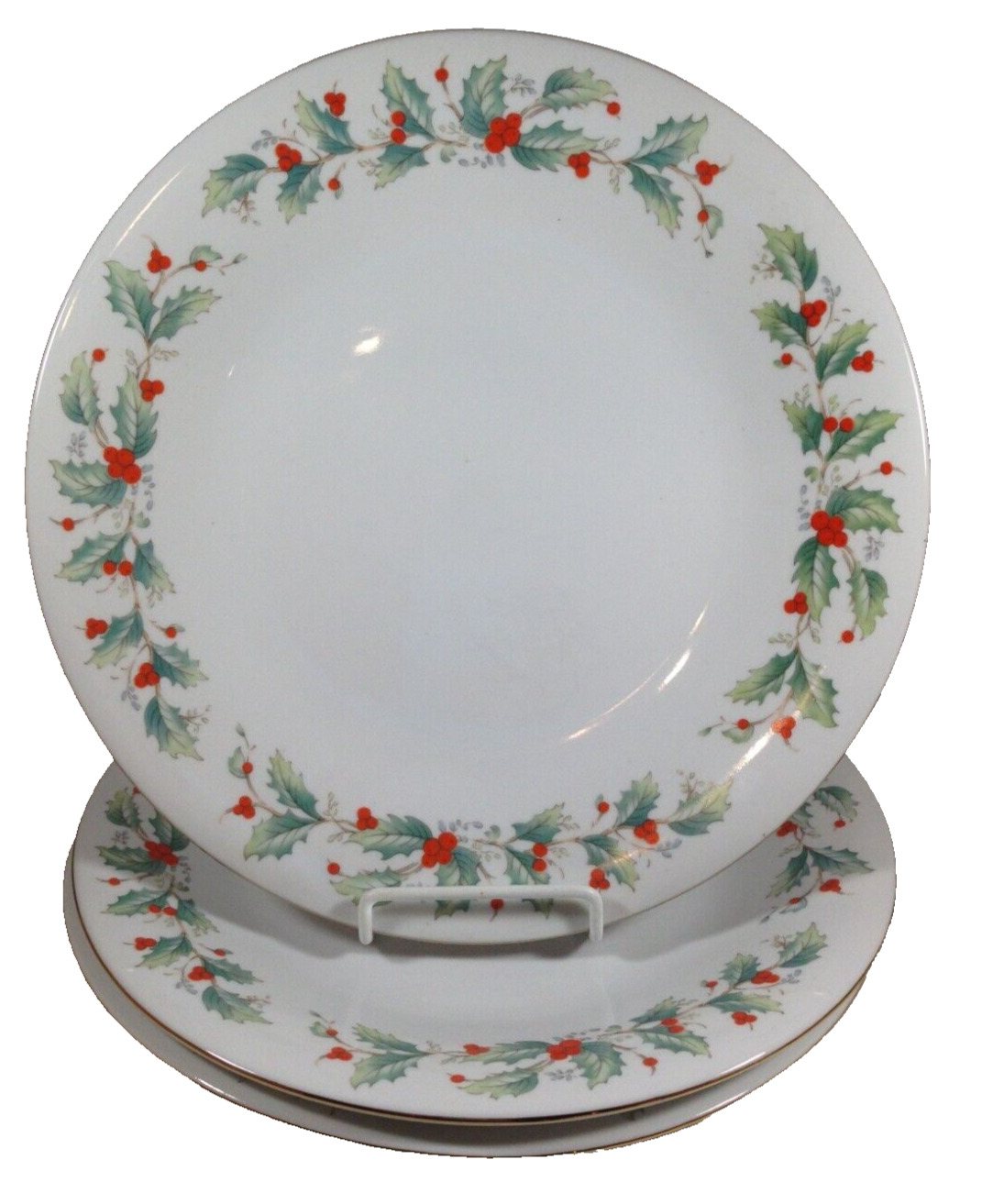 Set of 3 China Pearl Fine China NOEL Dinner Plates