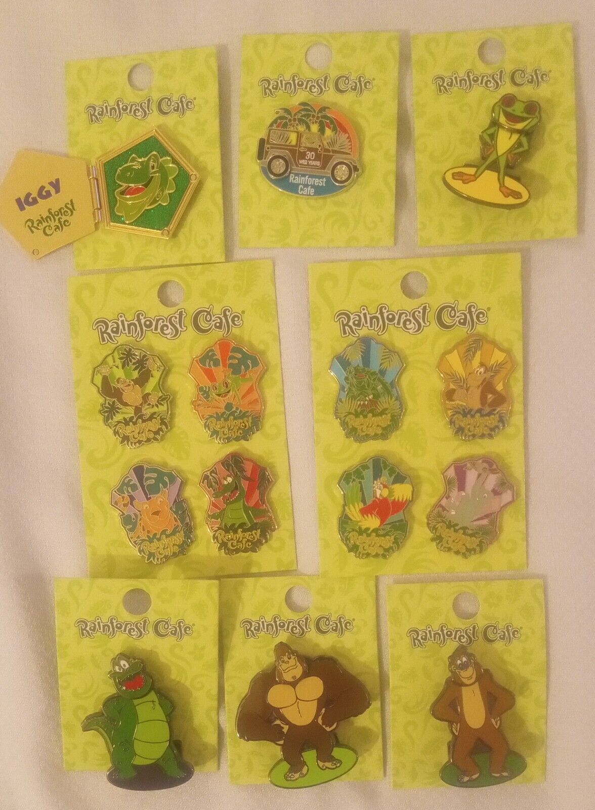 Rainforest Cafe 30th Anniversary Complete Set Of 14 Collectible Trading Pins