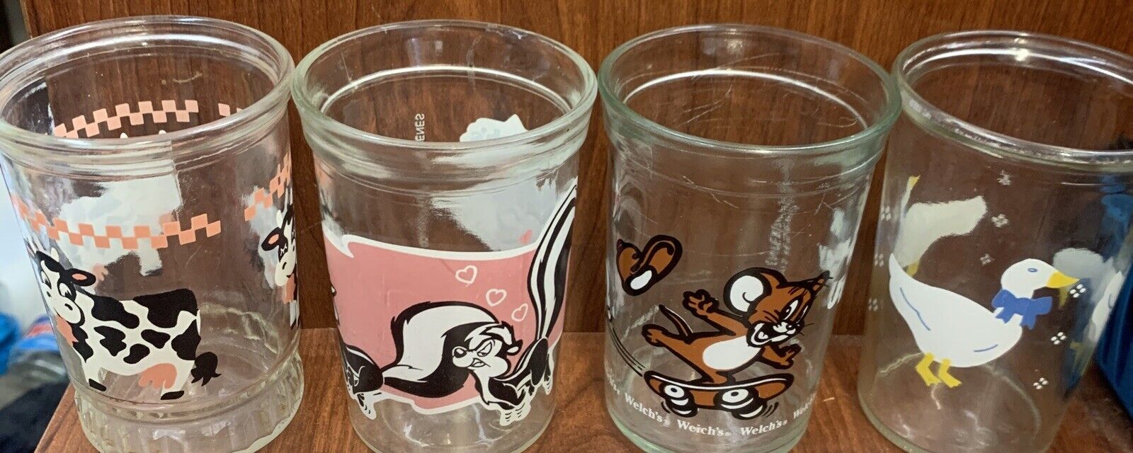 Vintage Welch\'s Jelly Glasses Tom & Jerry Lot Of 4