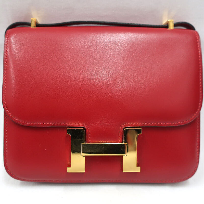 Hermes/Hermes Constance Mini Box Calf Rouge Vif S Engraved Shoulder Bag 60003009