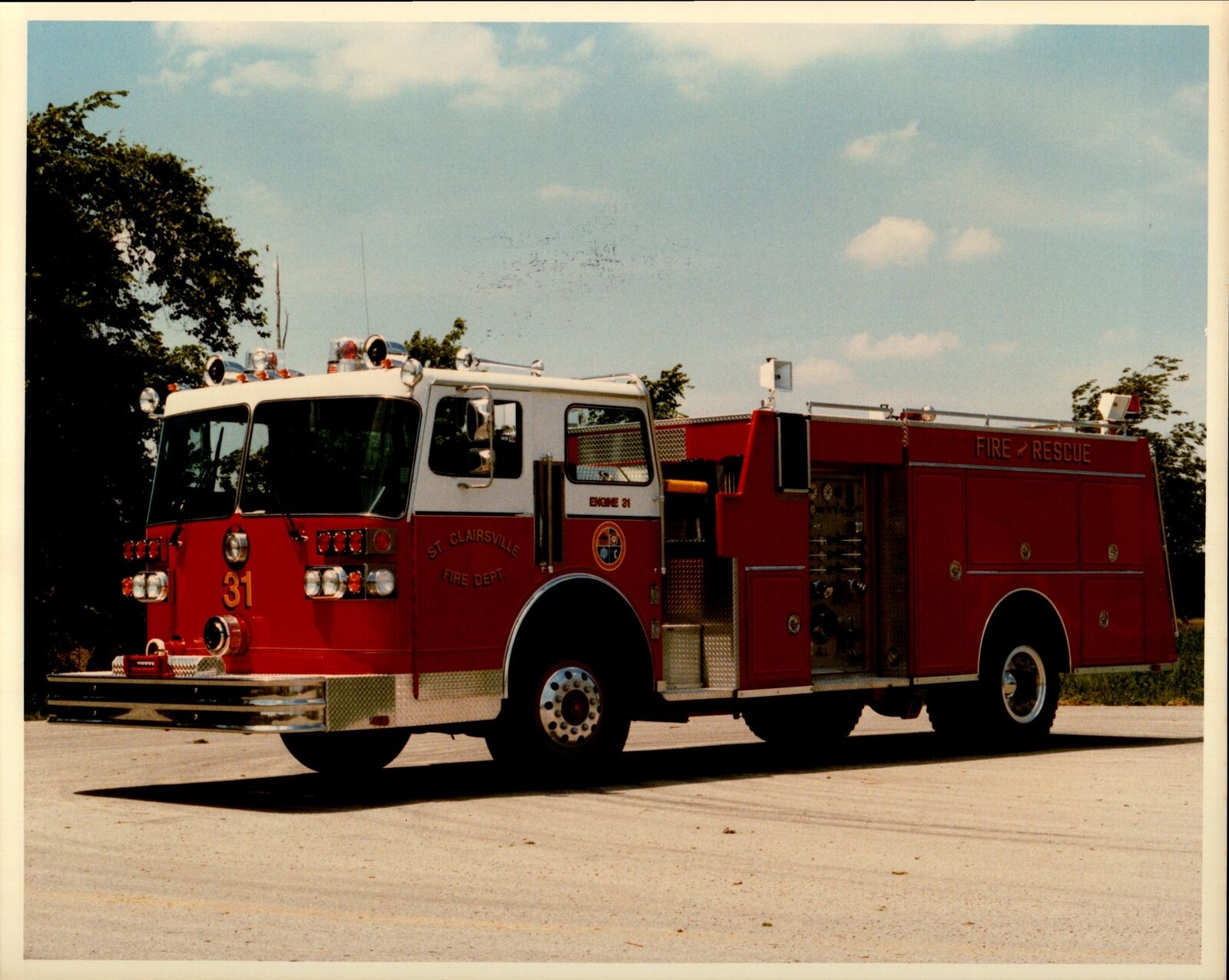 Original Sutphen Corp. Firefighting Apparatus Photo St. Clairsville Fire Truck 