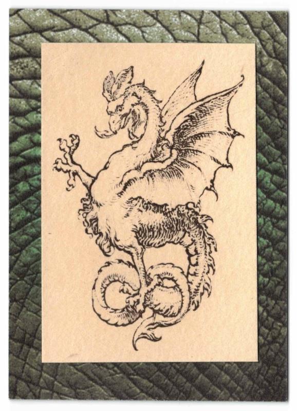 Dragons Fine Art Etching Print Card By RRParks. Long Dog Cards 2023