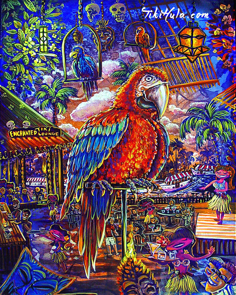CBjork Signed 8x10 PRINT Enchanted Tiki Bar Macaw Disneyland Style Theme park