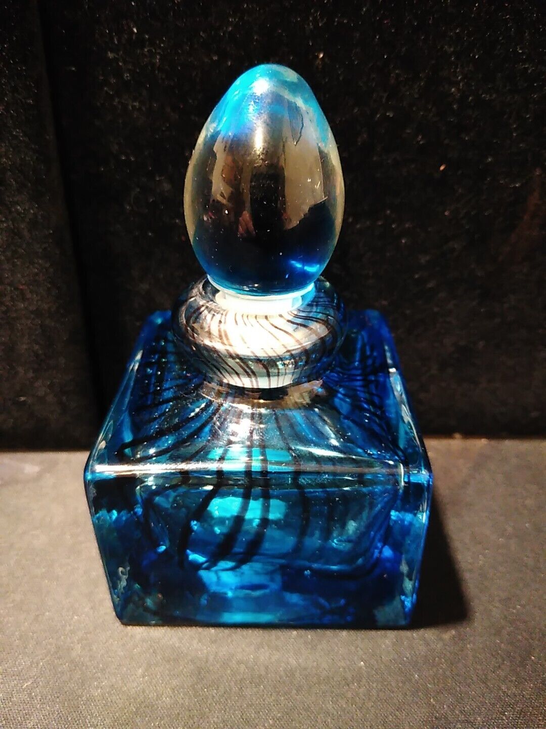 Murano Hand Blown Blue Art Glass Perfume Bottle
