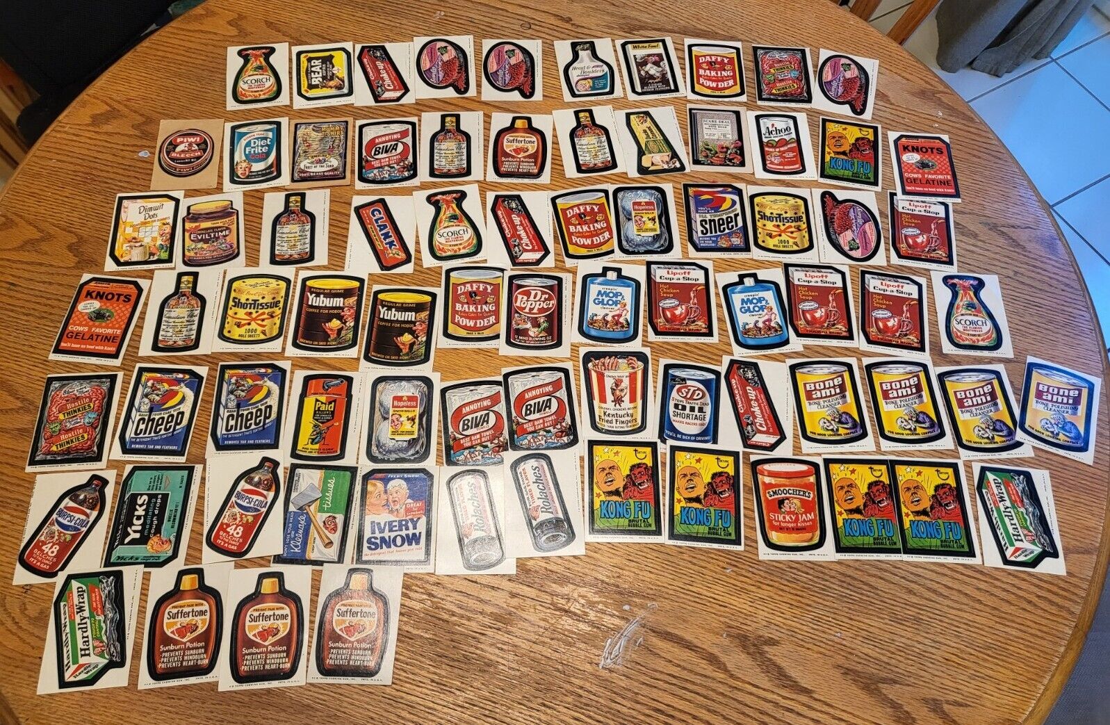 150+ Vtg 1970s Topps Wacky Packages Die Cut Checklist Stickers Tan Back Ludlow