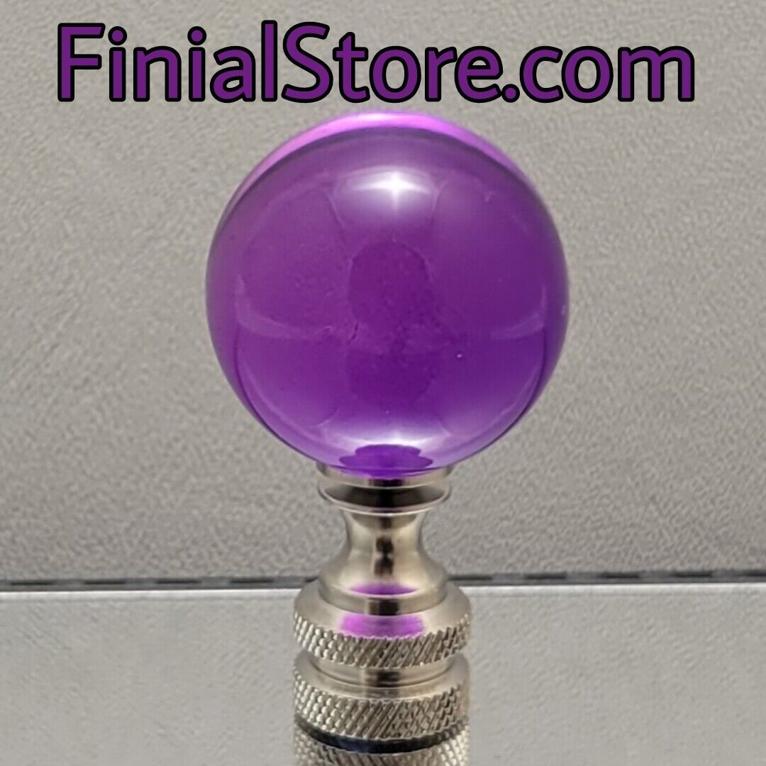 Purple Crystal Ball 30mm Lamp Finial Nickel/Polished/Antique Base