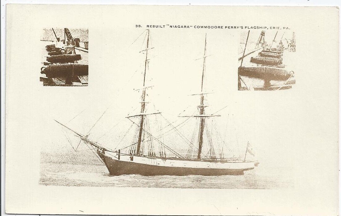 Photo Postcard Rebuilt “Niagara” Commodore Perrys Flagship Erie PA  c1930s