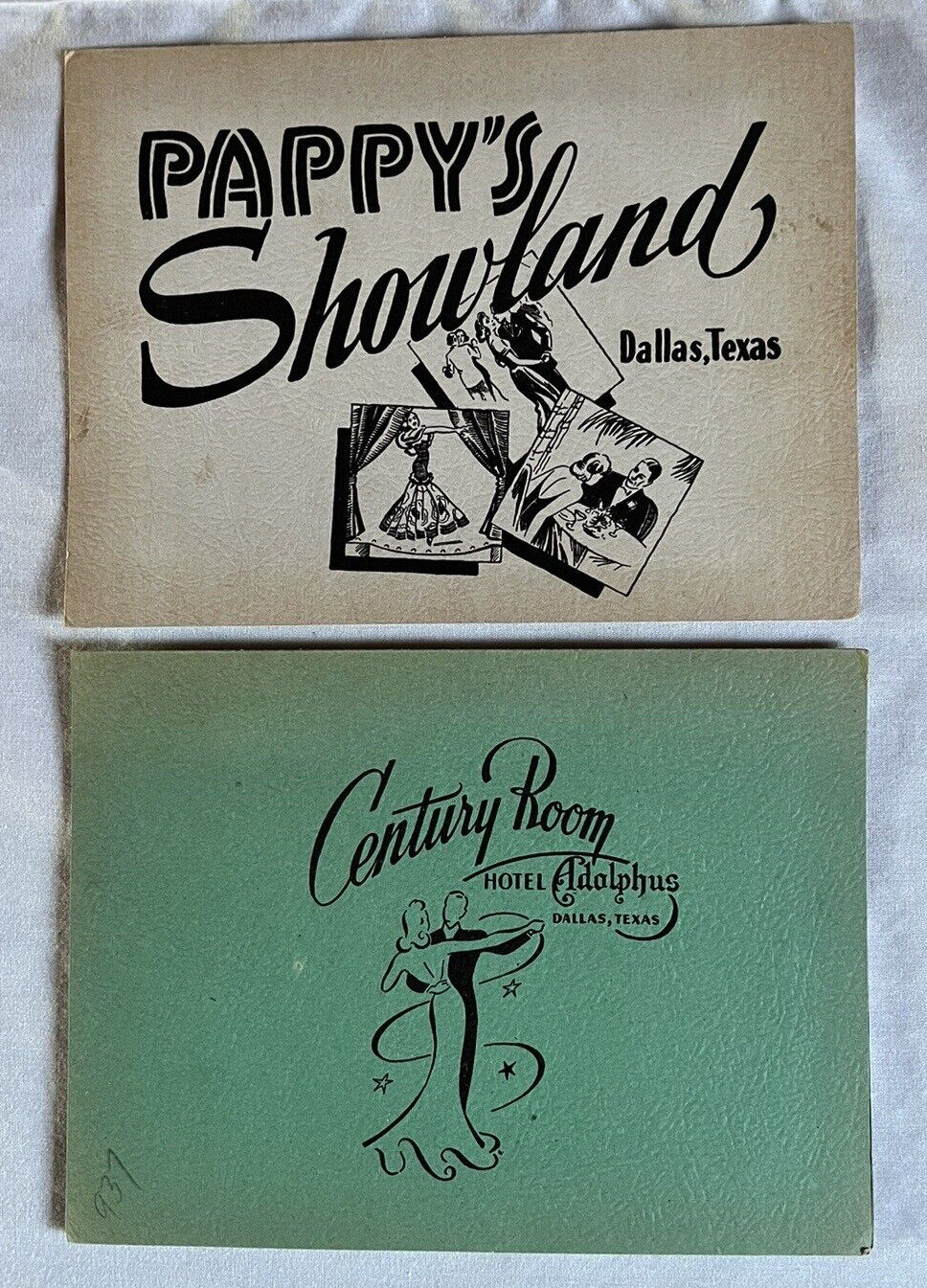 (2) 1940\'s Dallas Texas Souvenir Photographs (Pappy\'s Showland & Hotel Adolphus)
