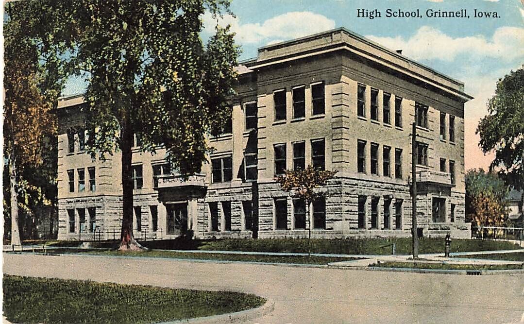 Postcard High School Grinnell Iowa IA DB