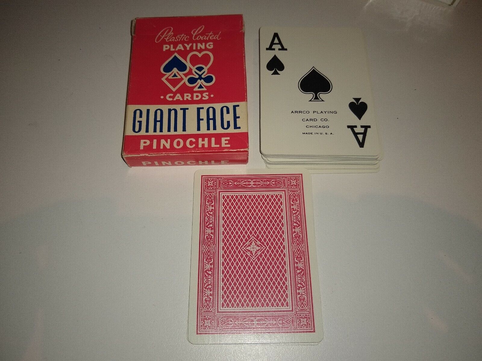 Vintage Arrco Giant Face Pinochle Deck Of Cards