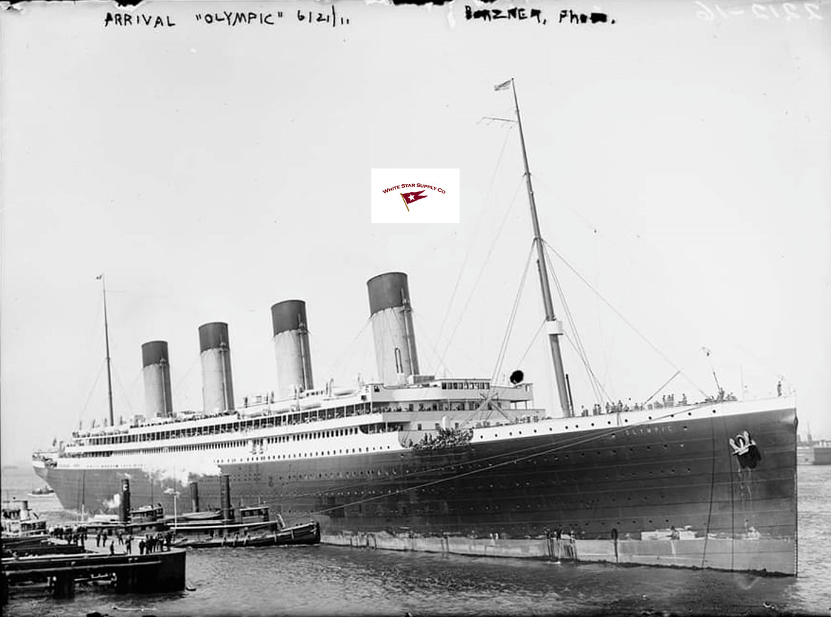RMS OLYMPIC ARRIVES AT NYC, JUNE 21, 1911 ON HER MAIDEN VOYAGE, REPRINT PHOTO