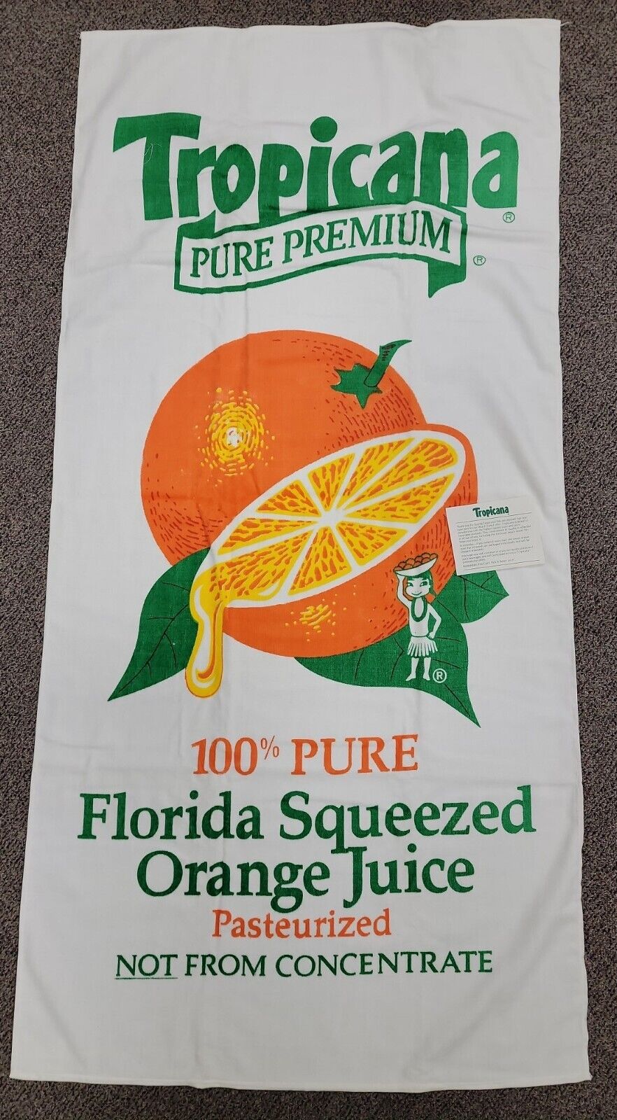 NOS Vintage Tropicana Florida Orange Juice 1980's Promotional Beach Bath Towel