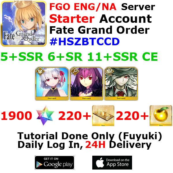 [ENG/NA][INST] FGO / Fate Grand Order Starter Account 5+SSR 220+Tix 1940+SQ #HSZ