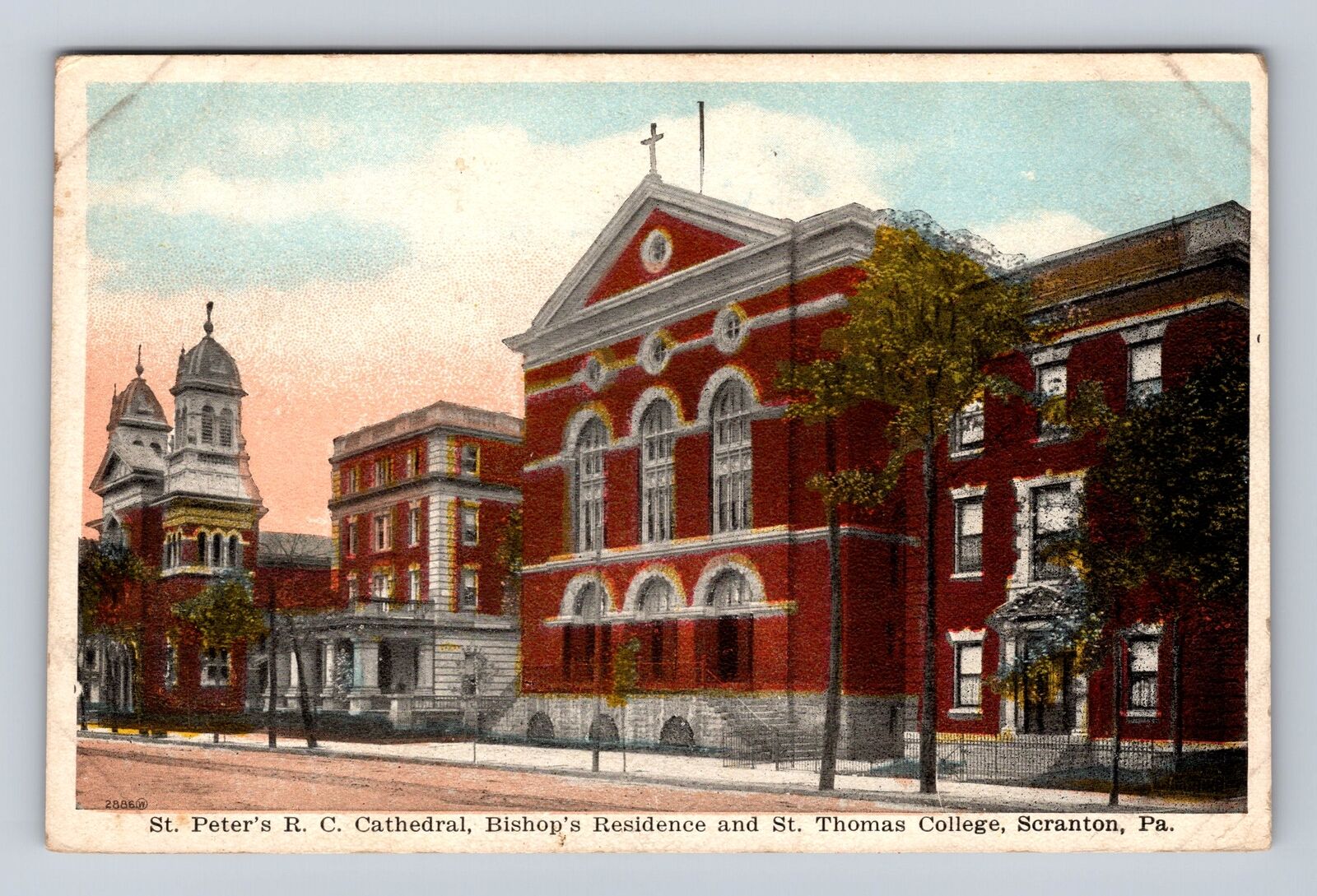 Scranton PA-Pennsylvania, St. Peter\'s Cathedral, College, Vintage c1922 Postcard