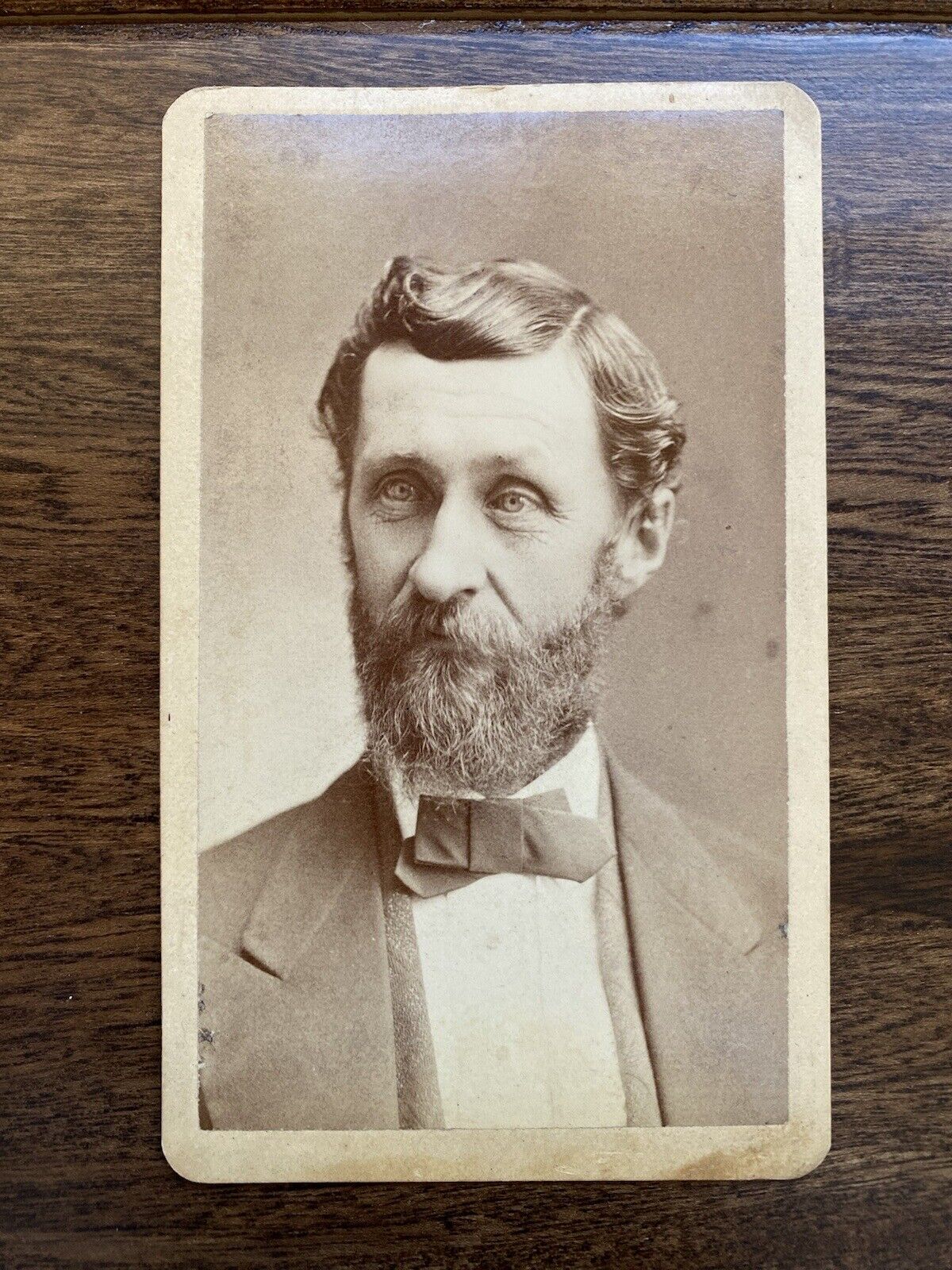 Handsome Older Man with Beard & Big Eyes Ravenna Ohio CDV Vintage Photo