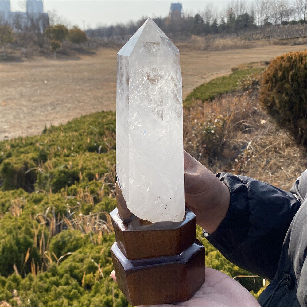 3LB Natural Clear Quartz Obelisk Crystal Tower Point Reiki Healing Energy