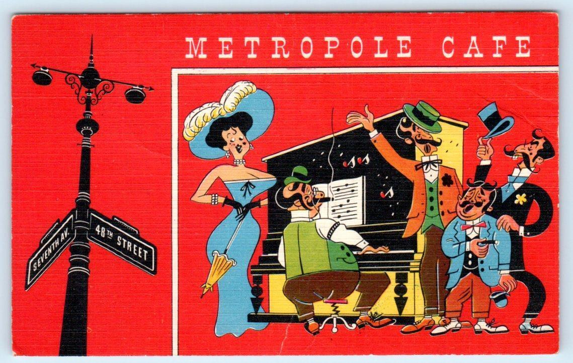 NEW YORK, NY ~ Roadside METROPOLE CAFE Gay 90's Revue  c1940s Linen Postcard