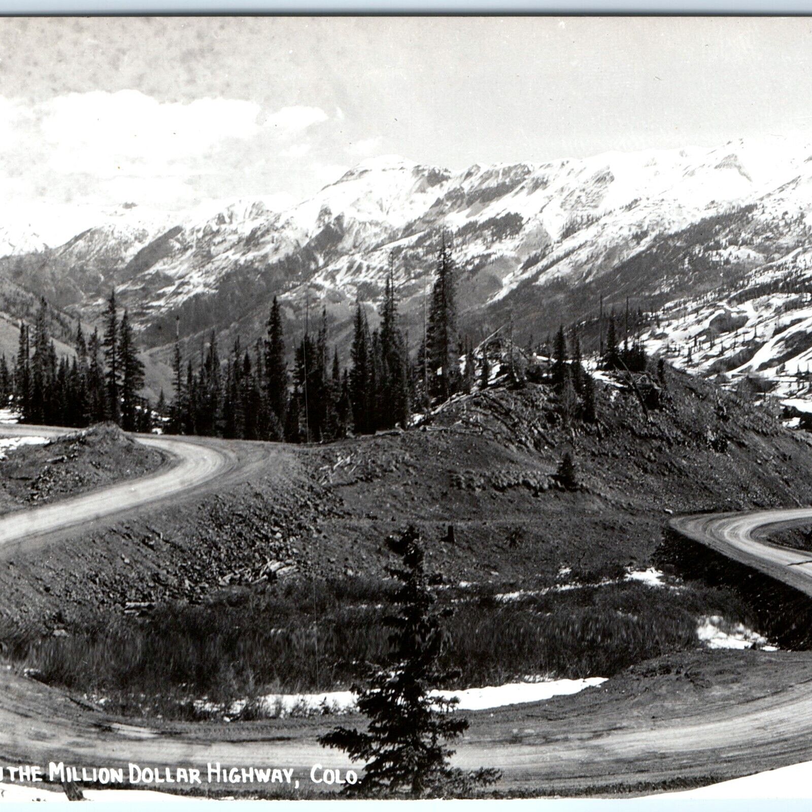 c1950s Million Dollar Highway, CO RPPC Hairpin Curve Dirt Road Real Photo A113