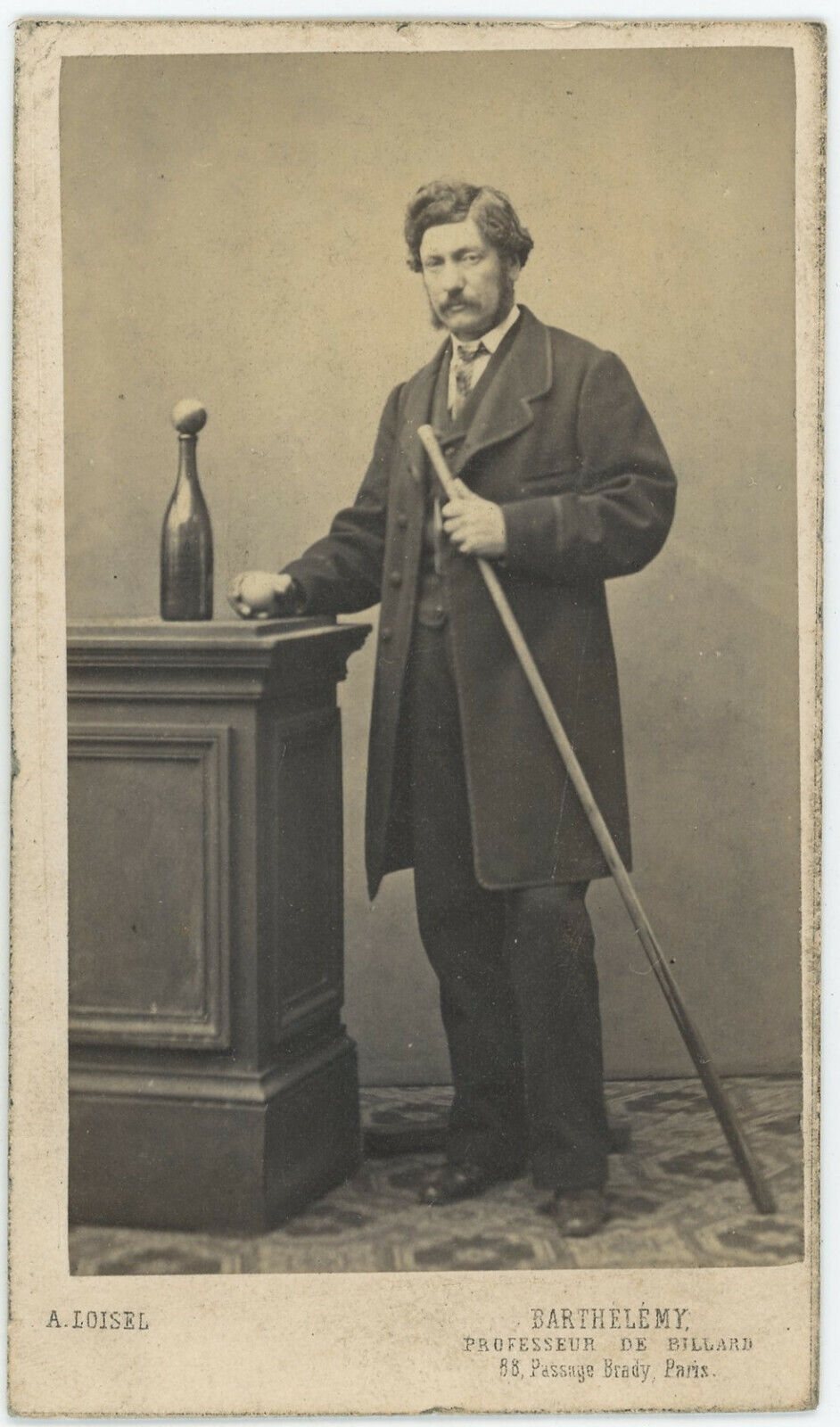 CDV circa 1865. Barthelemy, pool teacher, 88 Brady passage in Paris.
