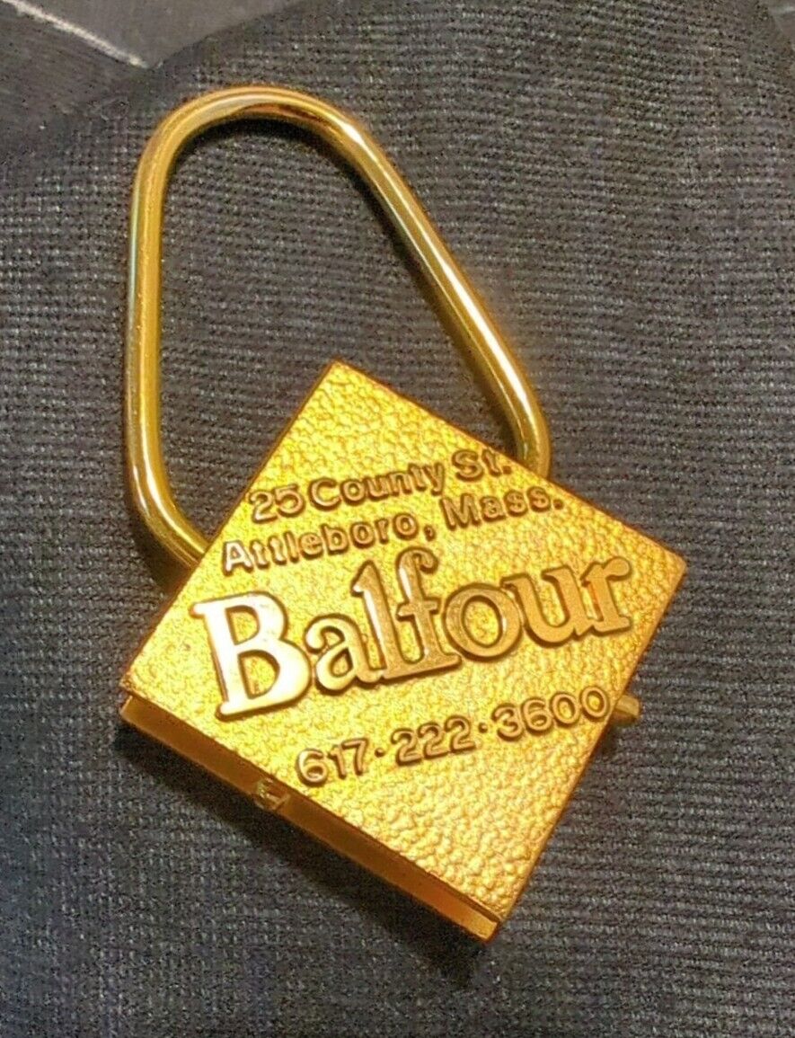 Vintage Keychain L.G. BALFOUR ~ Key Ring Brass Fob ~ 75th Anniversary 1913-1988