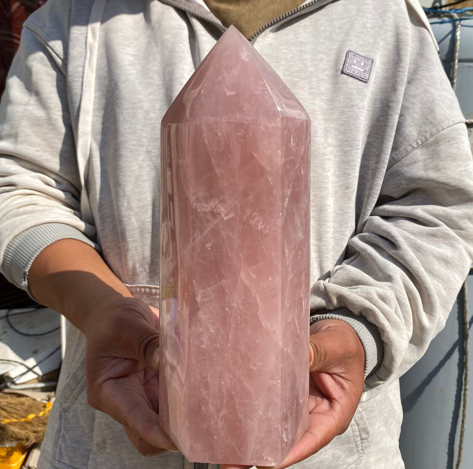 8.3lb Beautiful Large Pink Rose Quartz Crystal Point Tower Healing Specimen