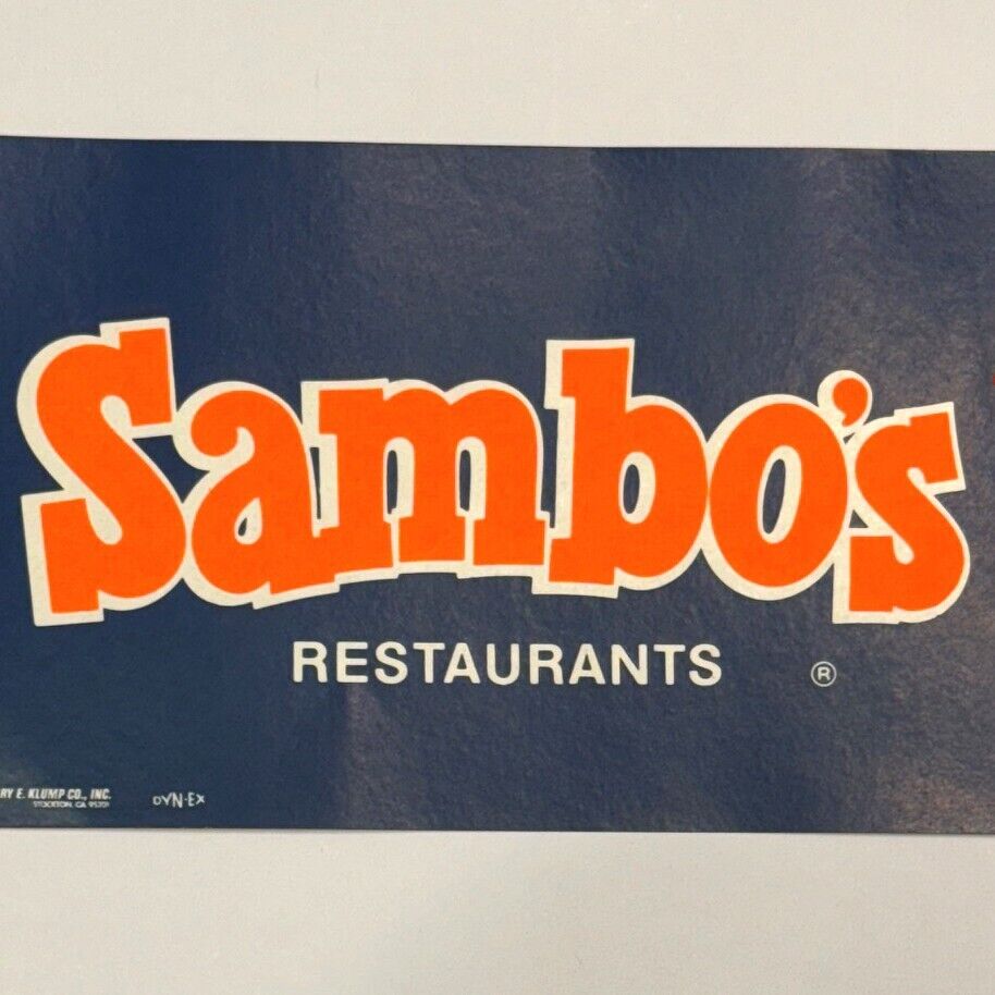 1960s Sambo's Restaurant Bumper Sticker Decal Sam Battistone Sr Newell Bohnett