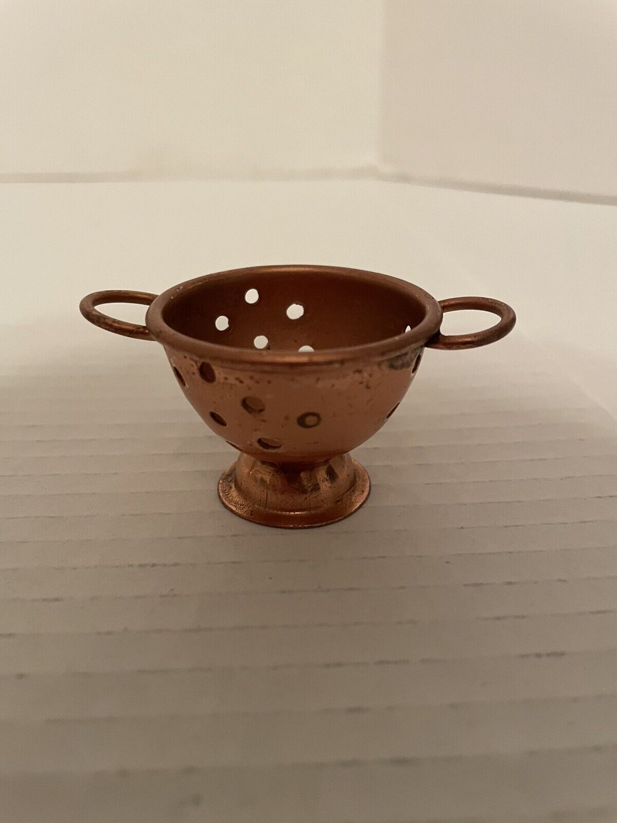Vintage Mini Copper  Colander Ornament 1” Miniature Tiny