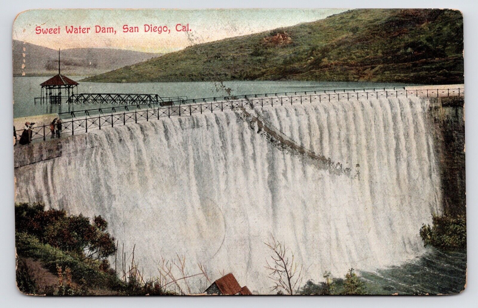 c1900s 1907~Sweetwater River Dam~San Diego California CA~Vtg Postcard