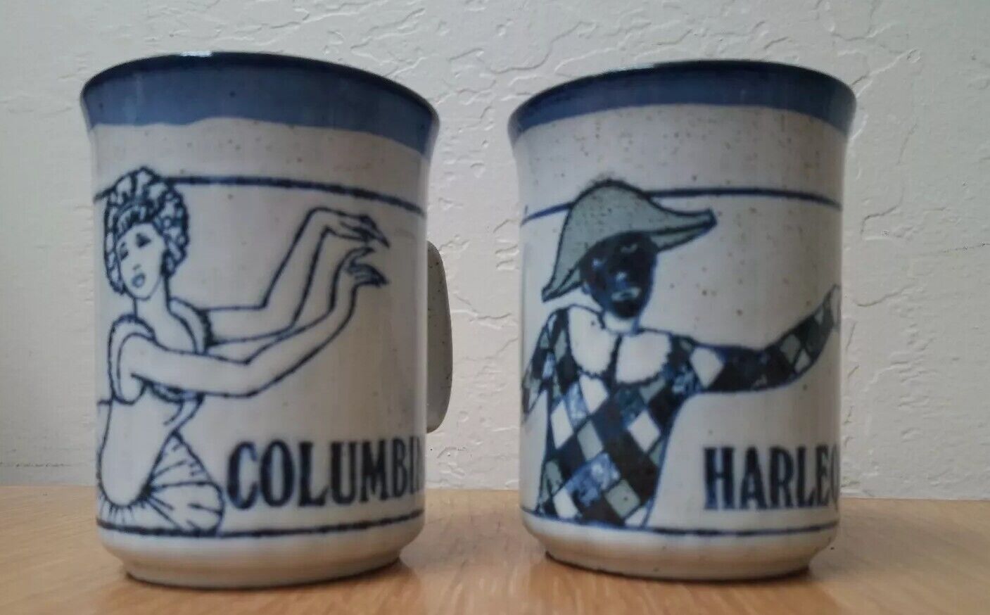 Vintage Dunoon Ceramics Coffee Mug Cup Harlequin & Columbine Scotland Dance