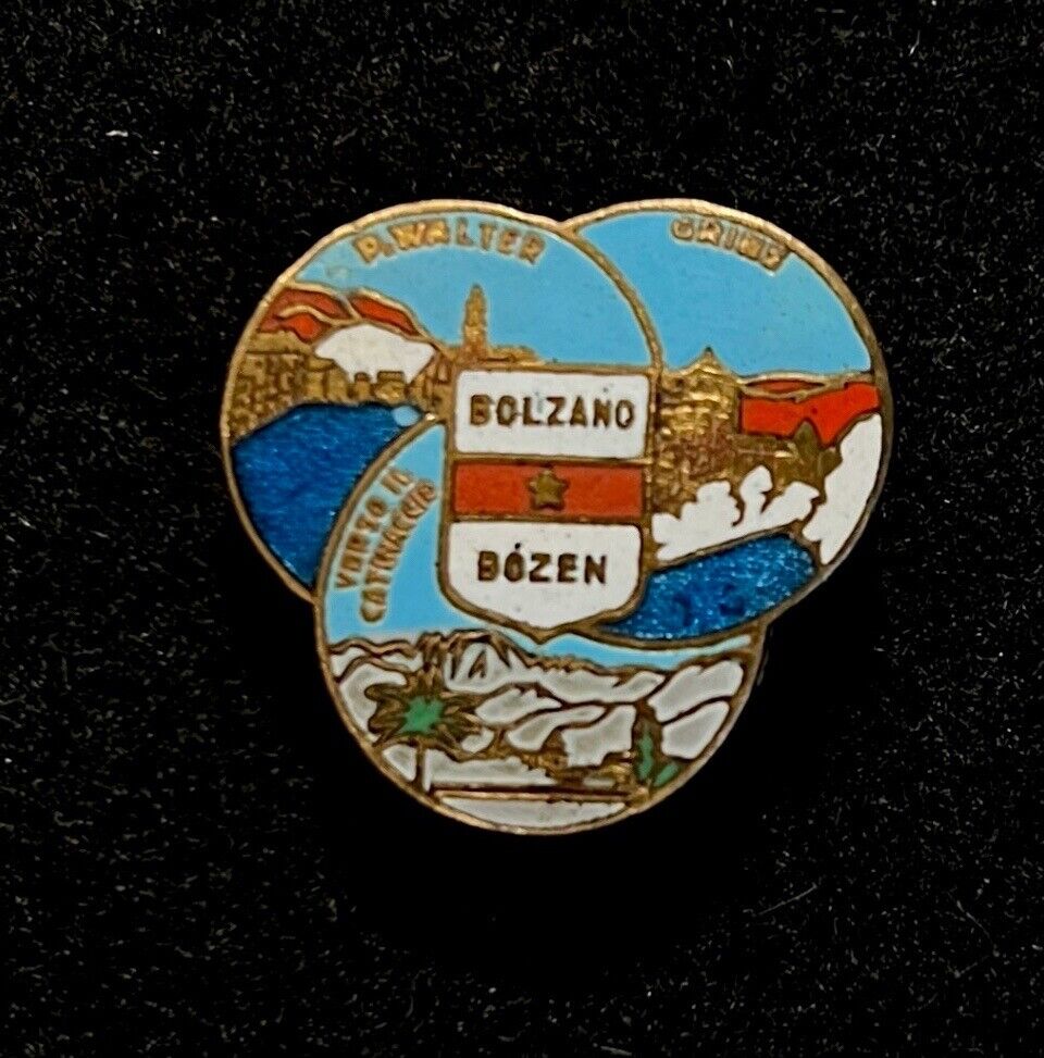 BOLZANO BOZEN Vintage Ski Pin South Tyrol ITALY Dolomites Resort Souvenir Lapel