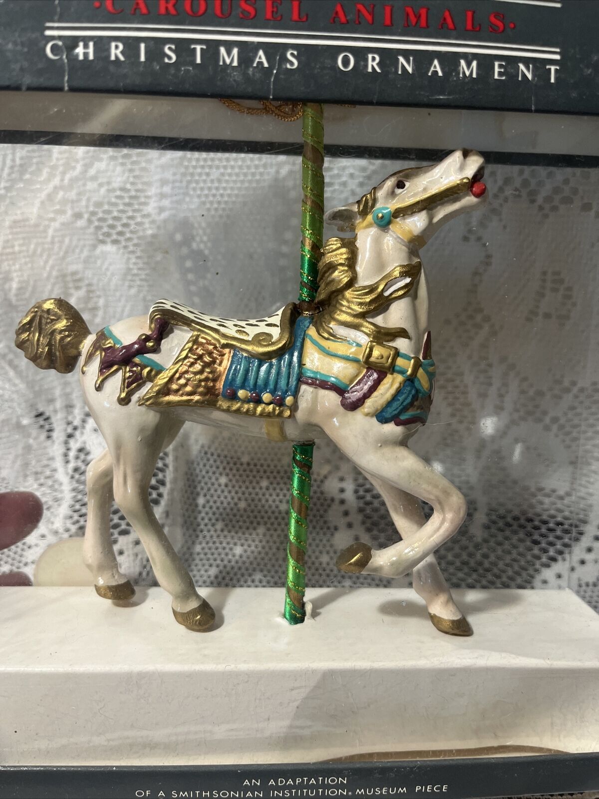 Vintage Kurt S. Adler Carousel Animals Ornament HORSE Smithsonian Collection Box