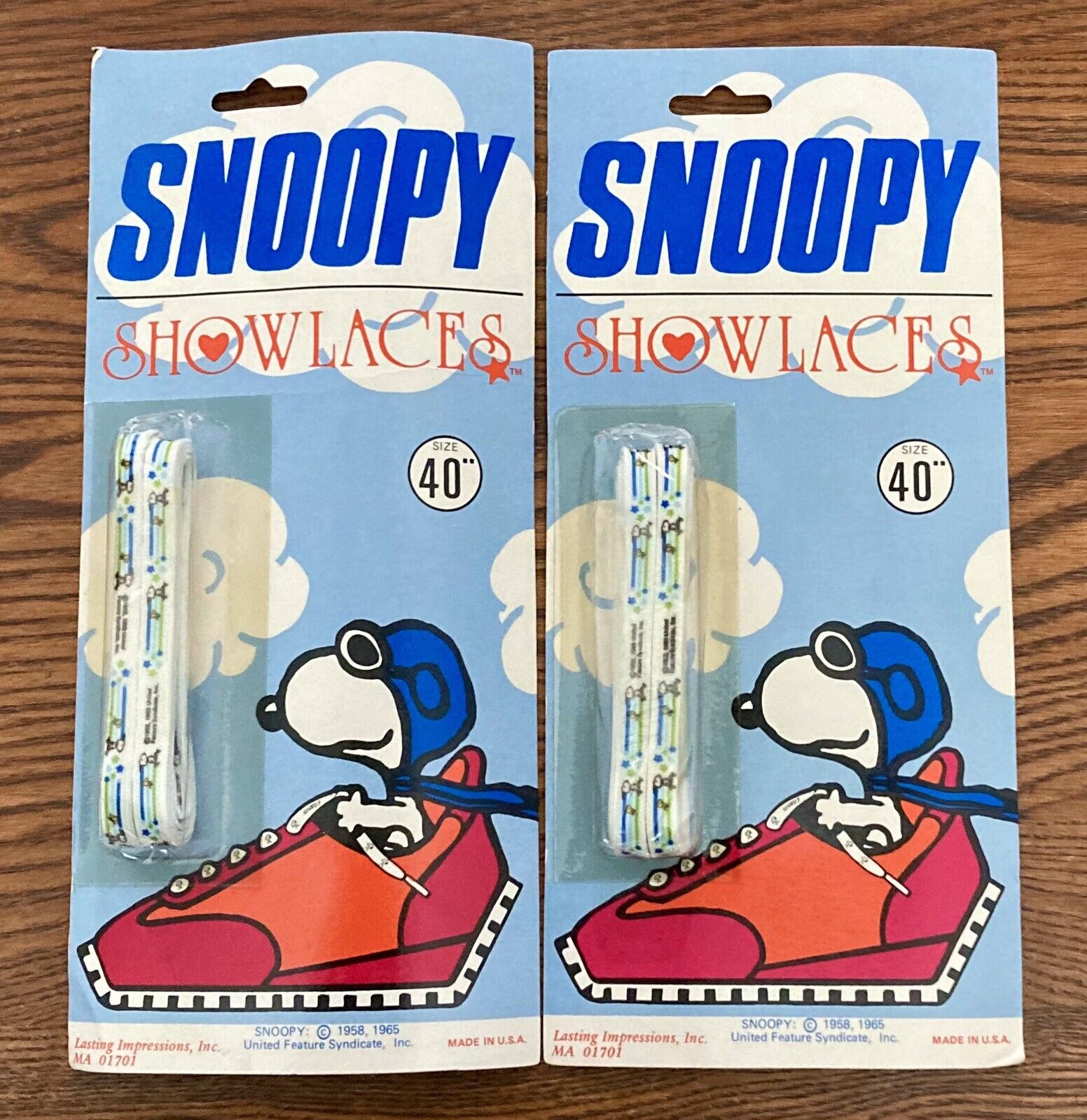 Vintage Peanuts Snoopy Showlaces Shoe Laces 40