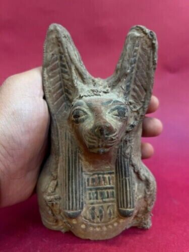 UNIQUE ANCIENT EGYPTIAN ANTIQUE Of Anubis head Egyptian Pharaonic Rare Bc