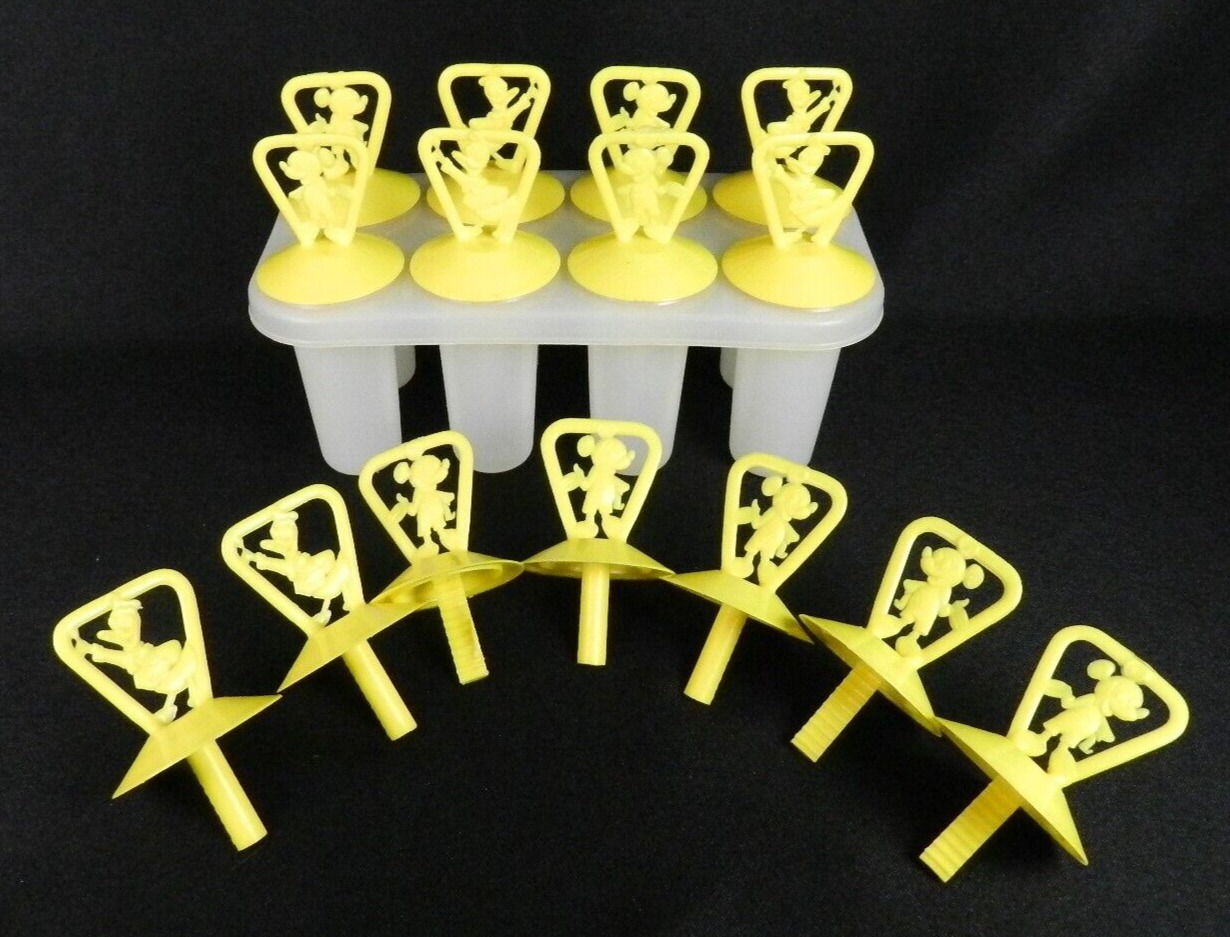Vintage Mickey Mouse & Donald Duck Popsicle Maker Mold Makes 8 + 7 Extra Sticks