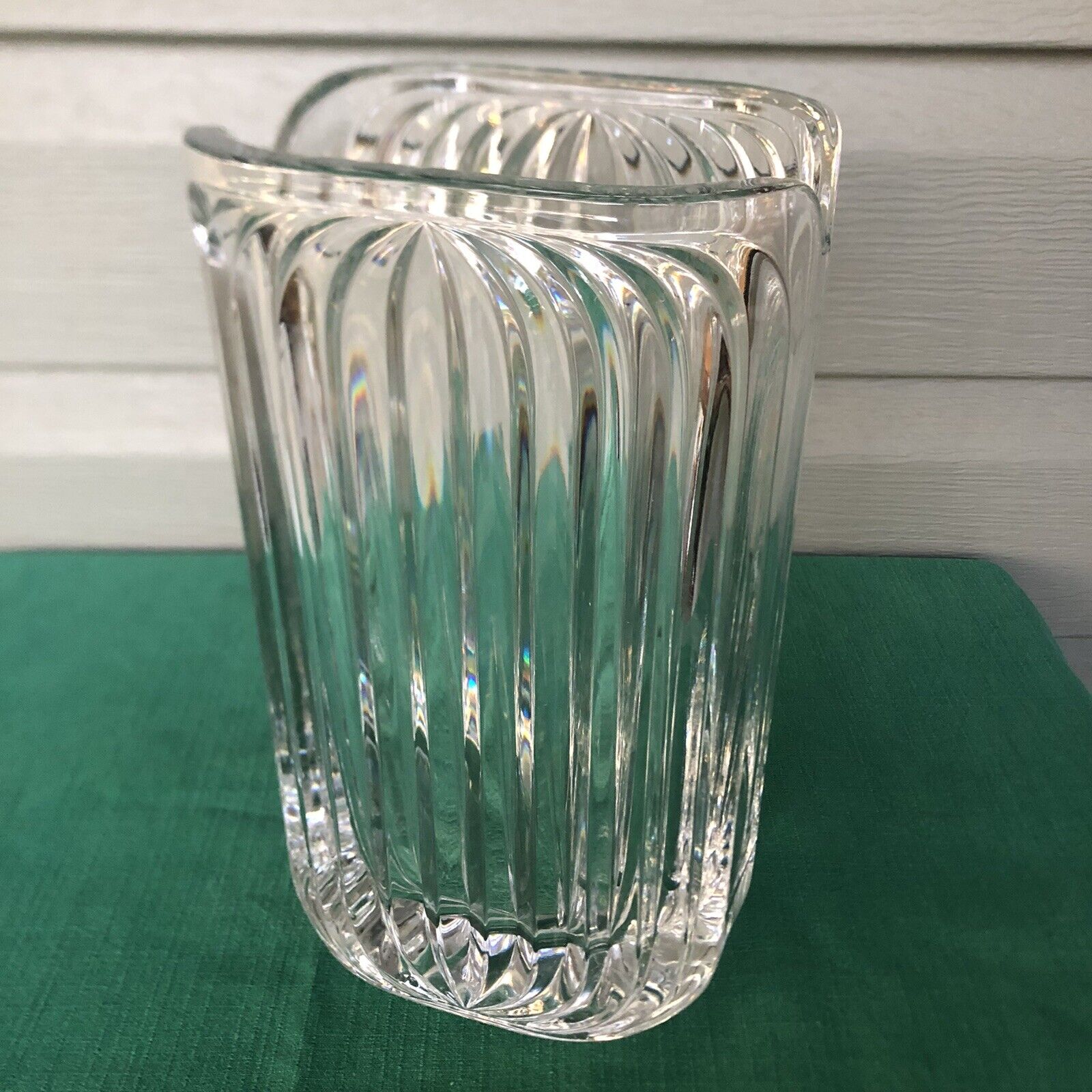 Vintage Art Vase Villeroy & Boch 8-3/4” Quadra  Rectangular Ribbed Crystal
