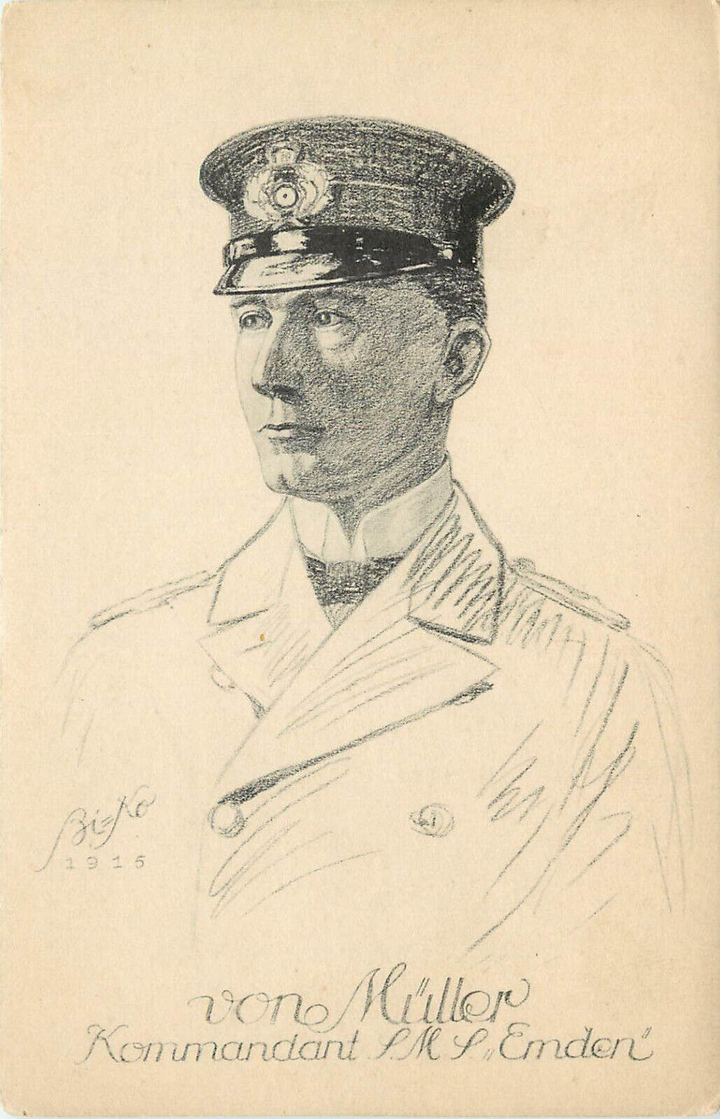WWI Postcard Fregatten Kommandant Karl von Müller Captain of SMS Emden East Asia