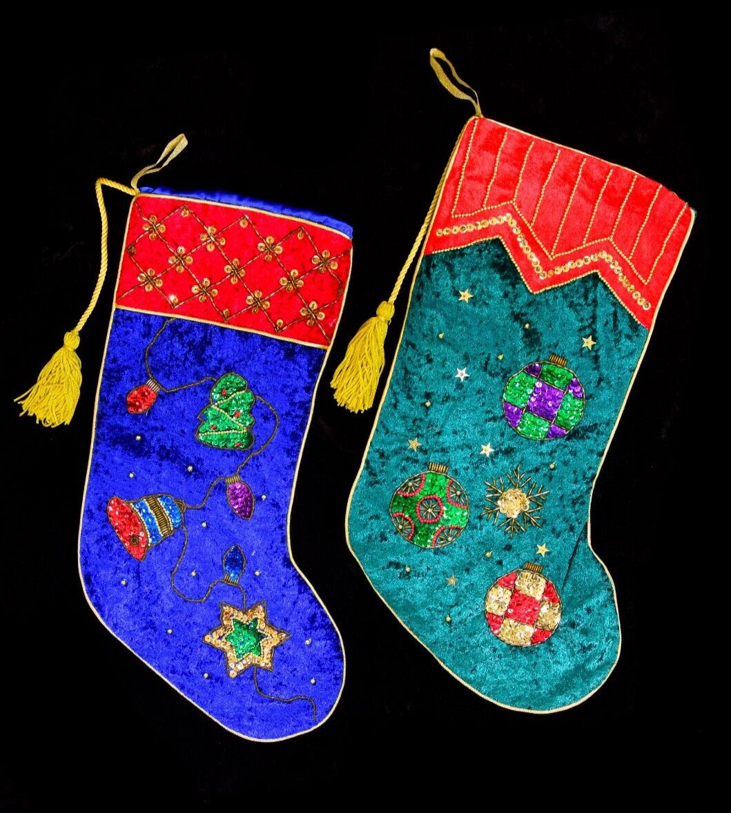 Two Velvet Christmas Stockings