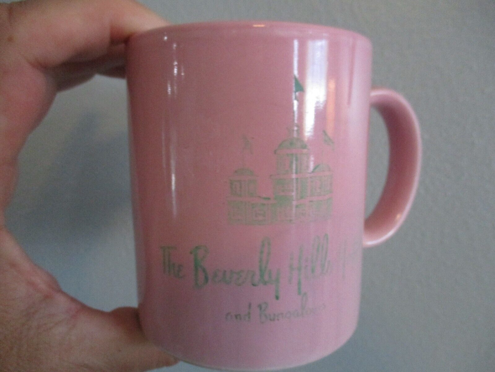 Beverly Hills Hotel & Bungalow est.1912 pink ceramic coffee cup