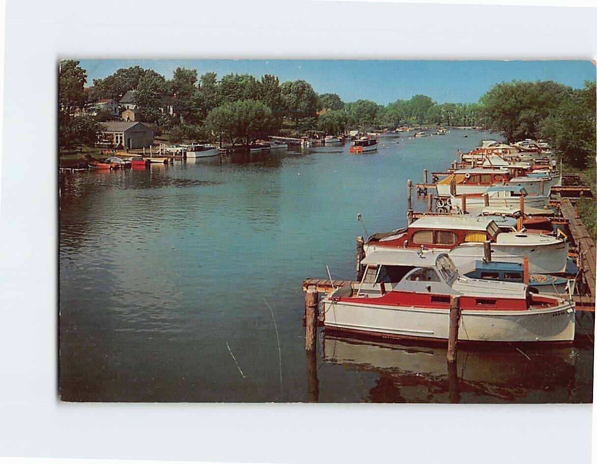 Postcard Small boat mooring base Kenosha Wisconsin USA