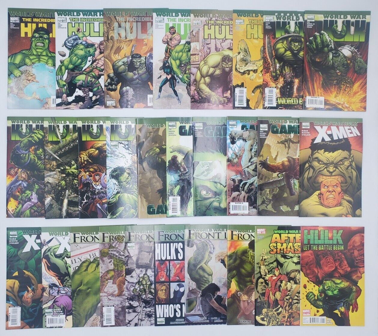 WORLD WAR HULK SET LOT of 28 Comics Front Line, X-MEN, The Incredible  Hulk Run 