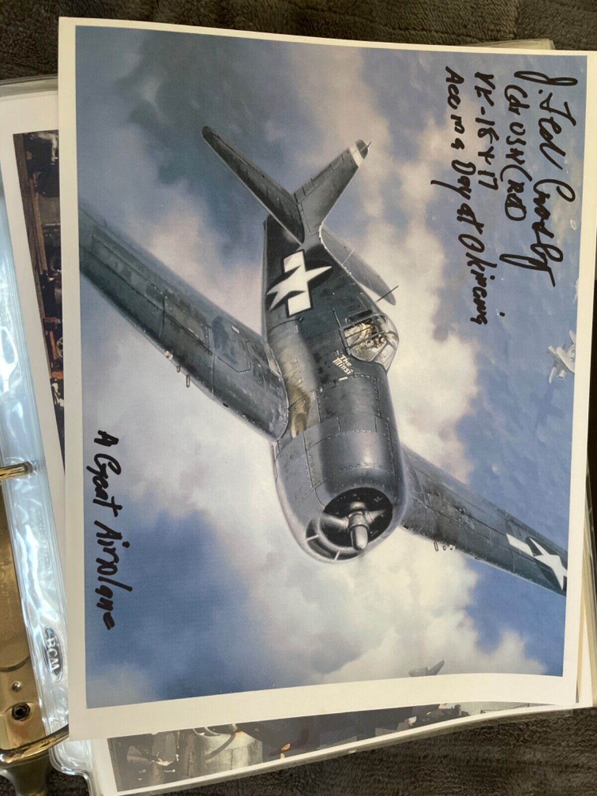 WWII Ace Pilot Ted Crosby Ace In A Day signed 8x10