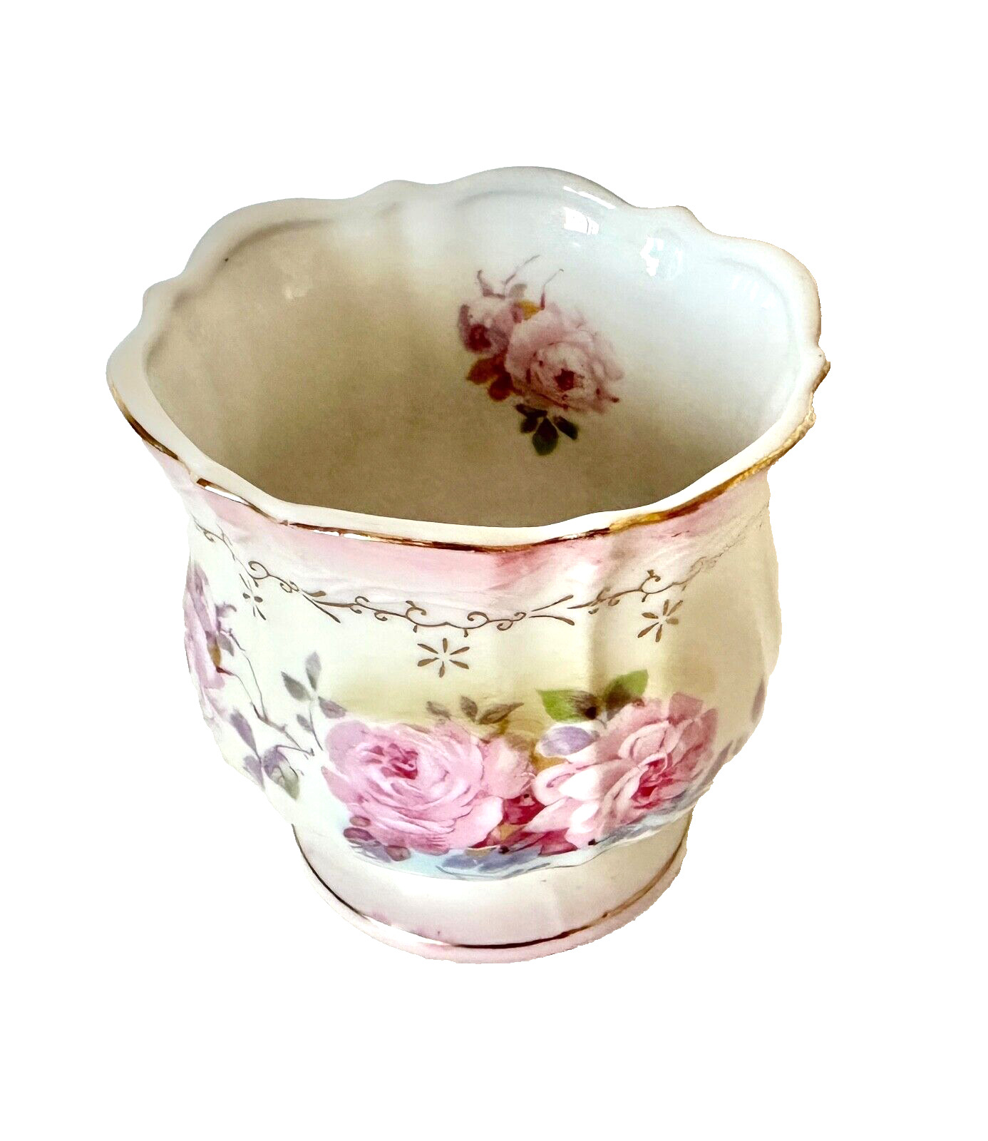 Antique Bavarian Vase c.1900s KPM Hand Painted Floral Rose Motif Krister Germany
