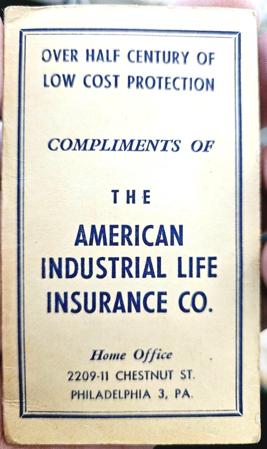 Vintage American Industrial Life Insurance Co used Needle Book