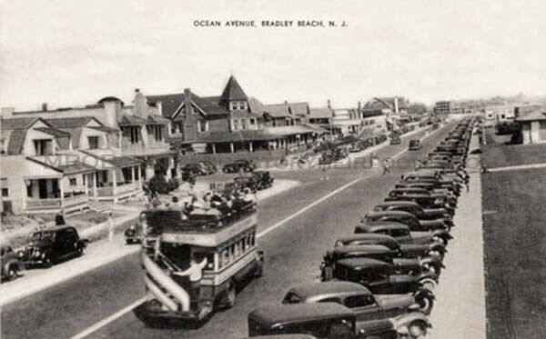 1930’s Bradley Beach NJ Ocean Ave Beach Front NJShore Vintage Postcard Art Print