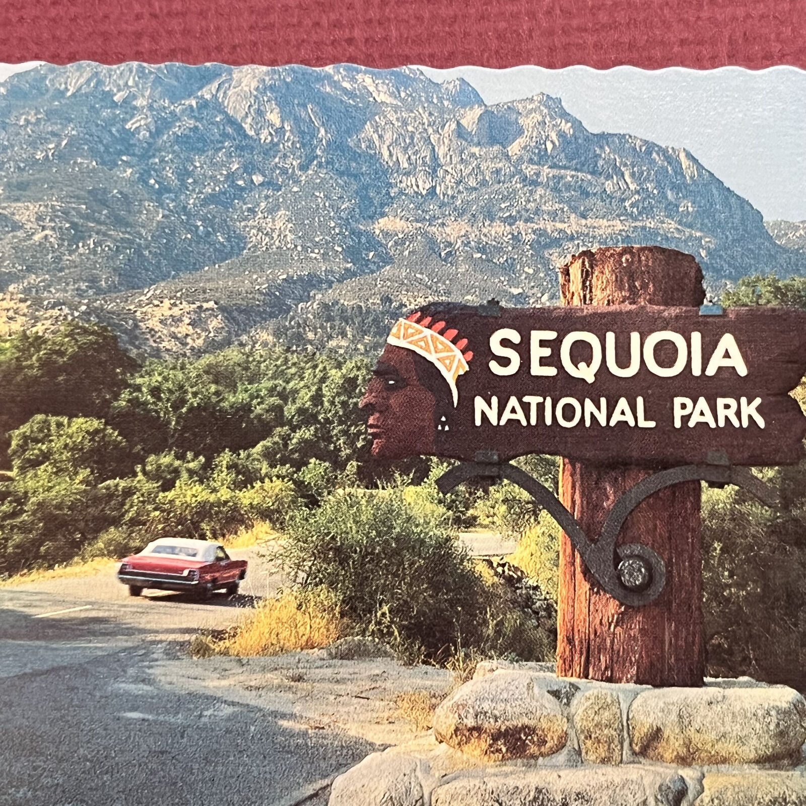 Scalloped Edge POSTCARD Vintage 1970s Entrance to Sequoia Park Hwy 198  B11